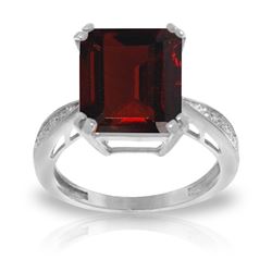 Genuine 7.52 ctw Garnet & Diamond Ring Jewelry 14KT White Gold - REF-91V3W