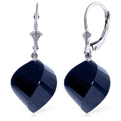 Genuine 30.5 ctw Sapphire Earrings Jewelry 14KT White Gold - REF-44M4T