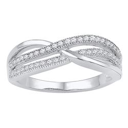 0.20 CTW Diamond Crossover Ring 10KT White Gold - REF-19F4N