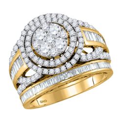 1.94 CTW Diamond Halo Bridal Engagement Ring 14KT Yellow Gold - REF-179M9H