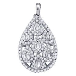 0.94 CTW Diamond Teardrop Pendant 10KT White Gold - REF-67Y4X