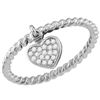 Image 1 : 0.11 CTW Diamond Heart Dangle Stackable Ring 10KT White Gold - REF-18W2K