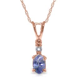 Genuine 0.46 ctw Tanzanite & Diamond Necklace Jewelry 14KT Rose Gold - REF-25V2W