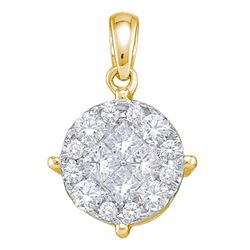 0.25 CTW Princess Diamond Soleil Cluster Pendant 14KT Yellow Gold - REF-26H9M