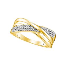 0.02 CTW Diamond Crossover Ring 10KT Yellow Gold - REF-14N9F