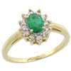 Image 1 : Natural 0.72 ctw Emerald & Diamond Engagement Ring 14K Yellow Gold - REF-51V4F