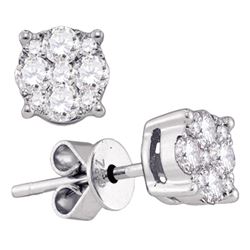 1.44 CTW Diamond Cluster Stud Earrings 18KT White Gold - REF-277N4F