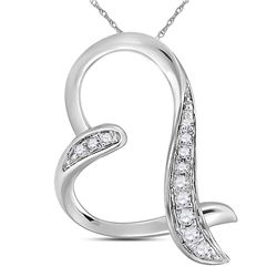 0.07 CTW Diamond Heart Pendant 10KT White Gold - REF-6W6K