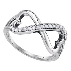 0.15 CTW Diamond Infinity Double Heart Ring 10KT White Gold - REF-19M4H