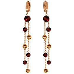 Genuine 8.99 ctw Garnet & Citrine Earrings Jewelry 14KT Rose Gold - REF-101M2T