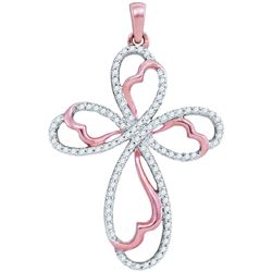 0.25 CTW Diamond Cross Pendant 10KT Rose Gold - REF-24W2K