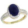 Image 1 : Natural 1.95 ctw Lapis & Diamond Engagement Ring 10K Yellow Gold - REF-30A2V