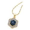 Image 1 : 0.50 CTW Blue Color Diamond Hexagon Cluster Pendant 10KT Yellow Gold - REF-25H4M