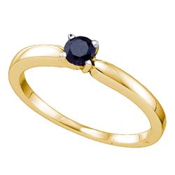 0.25 CTW Black Color Diamond Solitaire Bridal Ring 10KT Yellow Gold - REF-12K8W