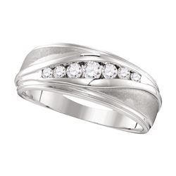 0.39 CTW Mens Diamond Wedding Ring 10KT White Gold - REF-52W4K