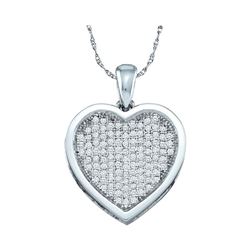 0.33 CTW Diamond Heart Love Pendant 10KT White Gold - REF-30F2N