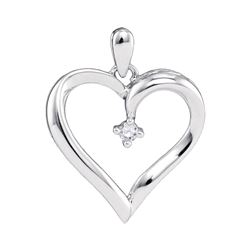 0.04 CTW Diamond Heart Love Pendant 10KT White Gold - REF-9Y7X