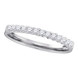 0.25 CTW Diamond Machine-set Wedding Ring 14KT White Gold - REF-37N5F