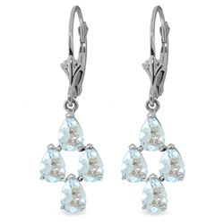 Genuine 3.9 ctw Aquamarine Earrings Jewelry 14KT White Gold - REF-51M8T