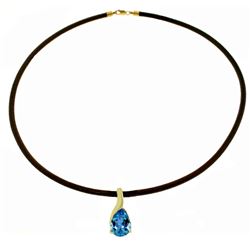 Genuine 4.7 ctw Blue Topaz Necklace Jewelry 14KT White Gold - REF-32R3P