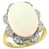 Image 1 : Natural 13.83 ctw opal & Diamond Engagement Ring 14K Yellow Gold - REF-131H4W