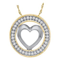 0.10 CTW Diamond Encircled Heart Pendant 10KT Yellow Gold - REF-11W2K