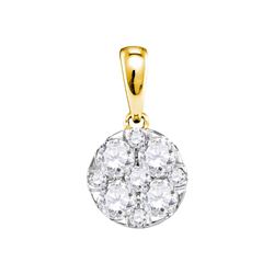 1.01 CTW Pave-set Diamond Circle Cluster Pendant 14KT Yellow Gold - REF-119Y9X