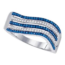 0.33 CTW Blue Color Diamond Ring 10KT White Gold - REF-37M5H
