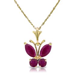 Genuine 0.60 ctw Ruby Necklace Jewelry 14KT Yellow Gold - REF-25T3A