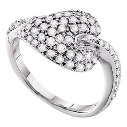 0.67 CTW Diamond Leaf Cluster Ring 14KT White Gold - REF-67Y4X