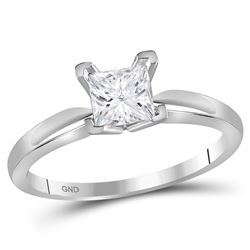 0.88 CTW Princess Diamond Solitaire Bridal Engagement Ring 14KT White Gold - REF-240Y2X