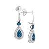 Image 1 : 0.52 CTW Blue Color Diamond Teardrop Dangle Earrings 10KT White Gold - REF-34Y4X