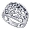 Image 1 : 0.53 CTW Diamond Wide Star Pave-set Cocktail Ring 14K White Gold - REF-57Y2X