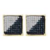 Image 1 : 0.22 CTW Mens Blue Color Diamond Square Cluster Earrings 10KT Yellow Gold - REF-13K4W