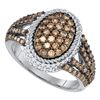 Image 1 : 1.2 CTW Cognac-brown Color Diamond Oval Cluster Roped Ring 10KT White Gold - REF-67X4Y