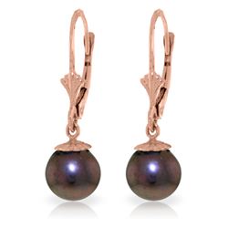 Genuine 4 ctw Black Pearl Earrings Jewelry 14KT Rose Gold - REF-20H7X