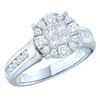 Image 1 : 1.05 CTW Princess Diamond Soleil Cluster Bridal Engagement Ring 14KT White Gold - REF-119W9K