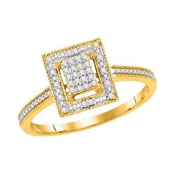 0.10 CTW Diamond Square Cluster Ring 10KT Yellow Gold - REF-14H9M