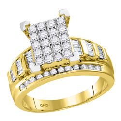 0.92 CTW Diamond Cluster Bridal Engagement Ring 10KT Yellow Gold - REF-59H9M