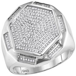 0.47 CTW Mens Diamond Hexagon Cluster Ring 10KT White Gold - REF-75K2W