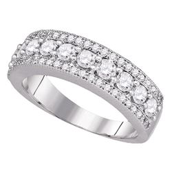 0.99 CTW Pave-set Diamond Symmetrical Parallel Ring 14KT White Gold - REF-104M9H