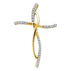 0.10 CTW Diamond Woven Infinity Cross Pendant 14KT Yellow Gold - REF-14X9Y