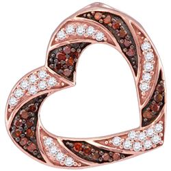 0.50 CTW Red Color Diamond Heart Outline Pendant 10KT Rose Gold - REF-25W4K