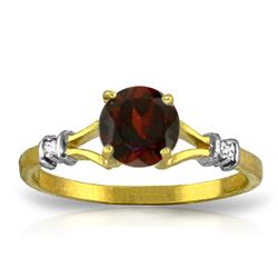 Genuine 1.07 ctw Garnet & Diamond Ring Jewelry 14KT Yellow Gold - REF-27M8T