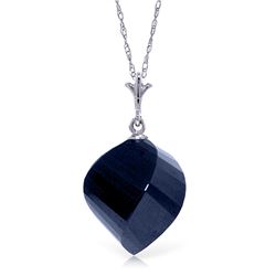 Genuine 15.25 ctw Sapphire Necklace Jewelry 14KT White Gold - REF-26K7V