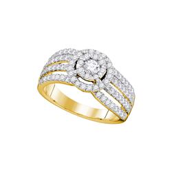 1.02 CTW Diamond Solitaire Halo Strand Bridal Engagement Ring 14KT Yellow Gold - REF-127M4H