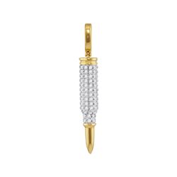 1.45 CTW Mens Diamond Rifle Bullet Charm Pendant 10KT Yellow Gold - REF-67F4N