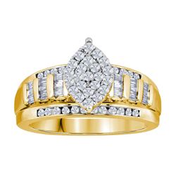 1.01 CTW Diamond Oval Cluster Bridal Engagement Ring 10KT Yellow Gold - REF-67W4K