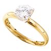 Image 1 : 0.15 CTW Diamond Solitaire Bridal Engagement Ring 14KT Yellow Gold - REF-19Y4X