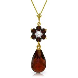 Genuine 2.78 ctw Garnet & Diamond Necklace Jewelry 14KT Yellow Gold - REF-31N2R